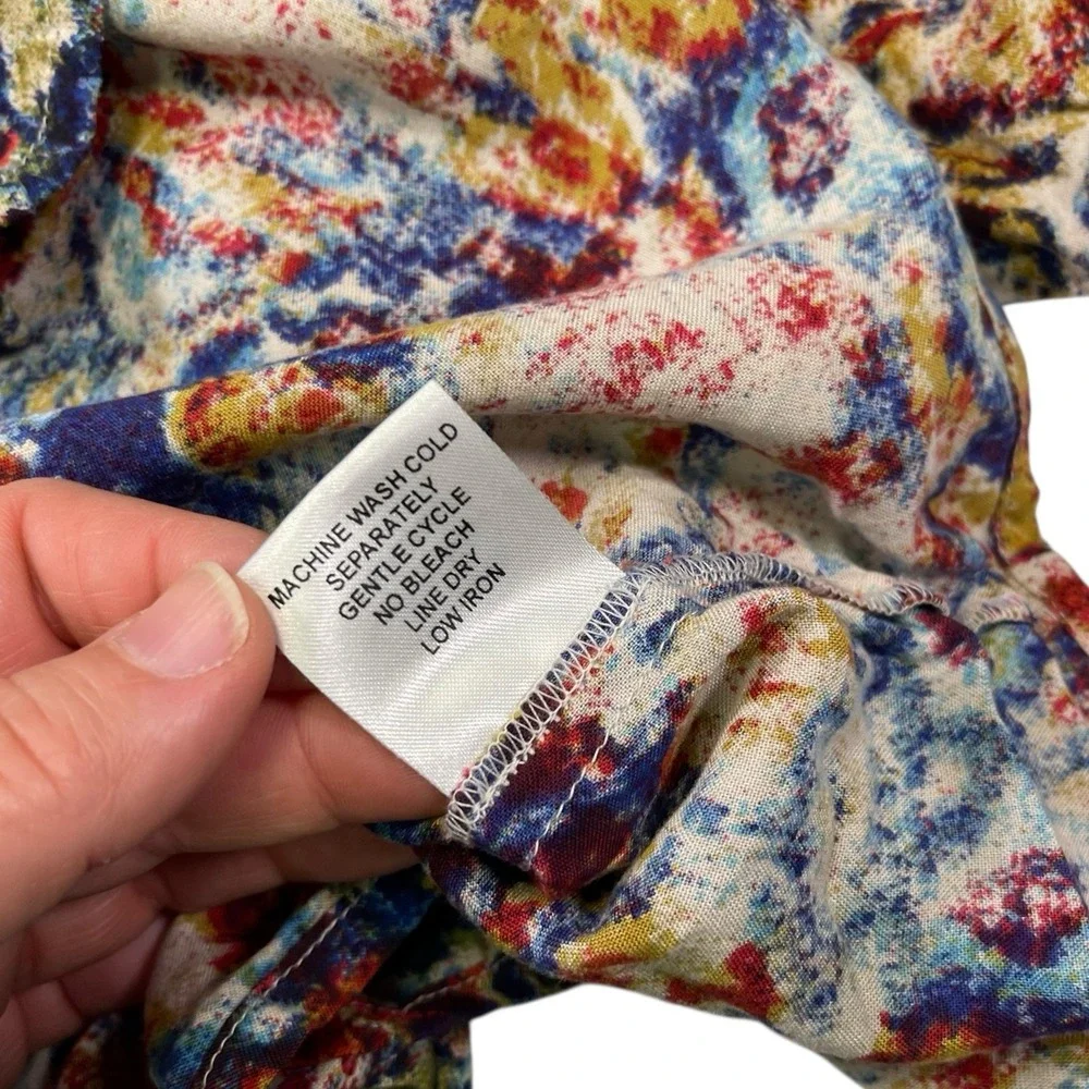 Serengeti 3X Blouse Roll‎ Tab Sleeve Retro Abstract Artsy Print Business Office - Picture 8 of 9